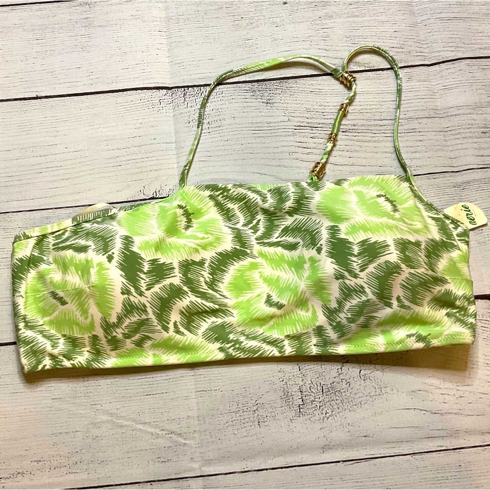 AERIE green floral, swim top L EUC